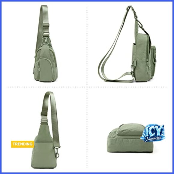 Water Resistant Nylon Sling Bag with Adjustable Strap and Multiple Pockets
